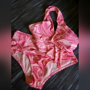 New! Pink Swirl Hot Time & True 2 Piece Bikini Swim Suit 3X